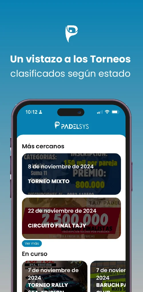 Plataforma de torneos de pádel PadelSys 2